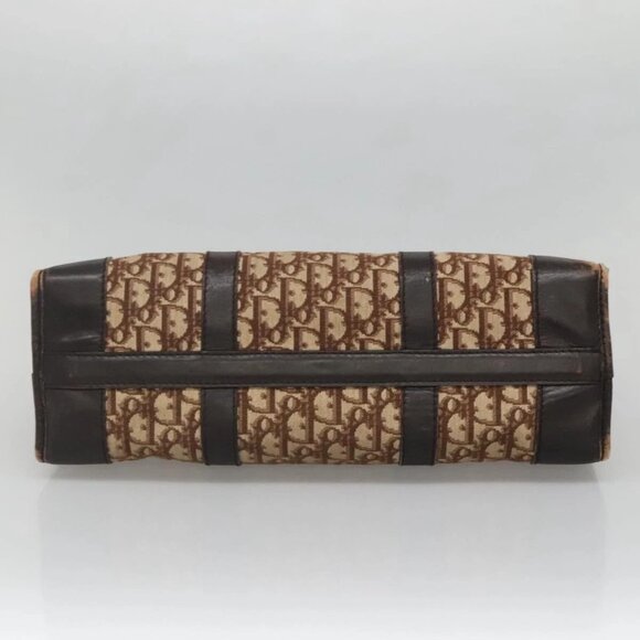 Christian Dior Trotter Canvas Hand Bag Brown Gold Auth 137848 - Picture 7 of 16